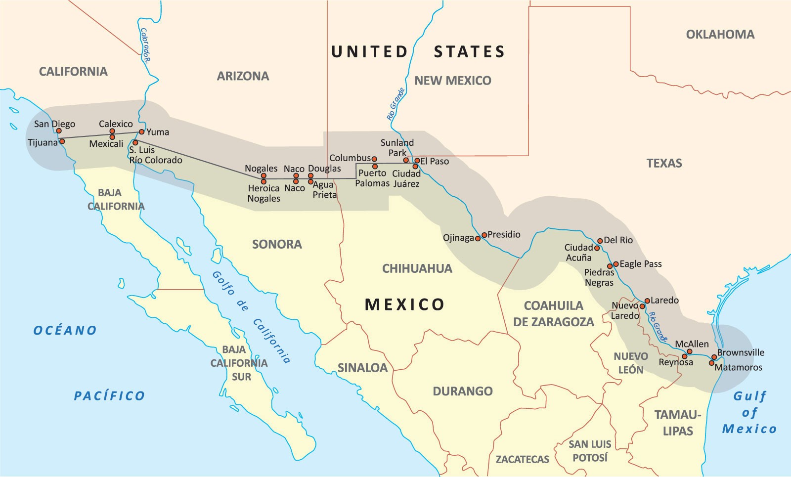 California Mexico Border Map